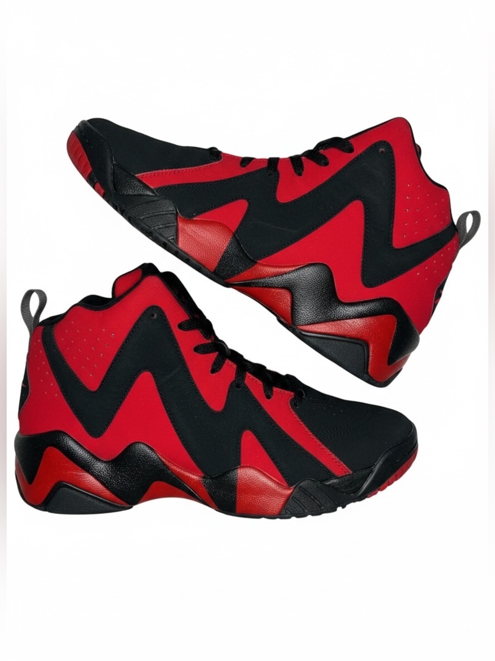 Reebok EUC Black and Red Zig-Zag High-Top Sneakers - Picture 3 of 11